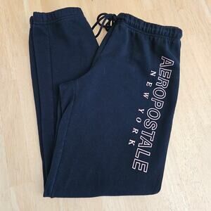 Aeropastale Black Jogger Sweatpants pink spell out sz M
